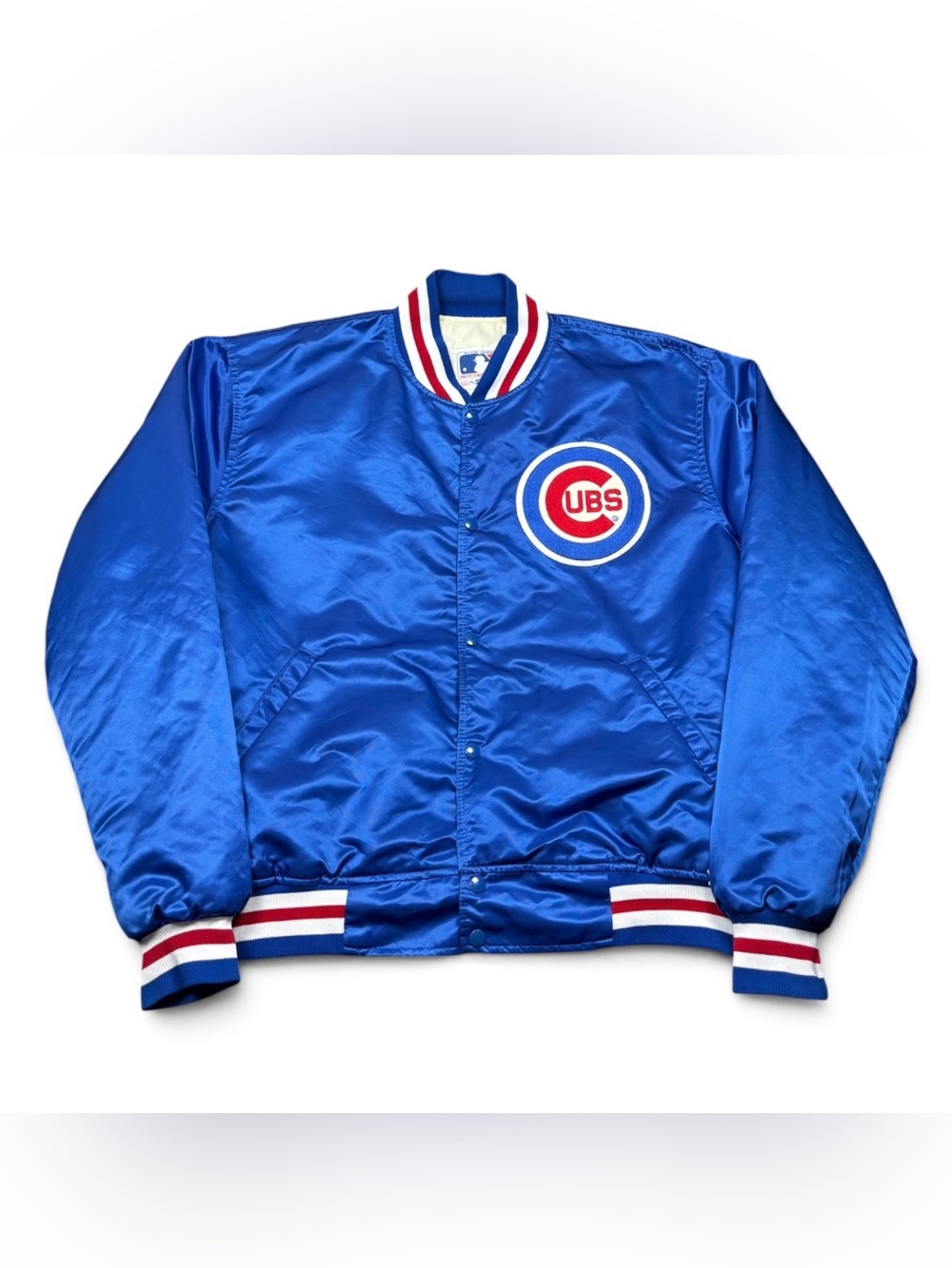 Vintage 90's Chicago Cubs MLB Baseball Starter Satin Bomber Jacket Blue Mens XXL